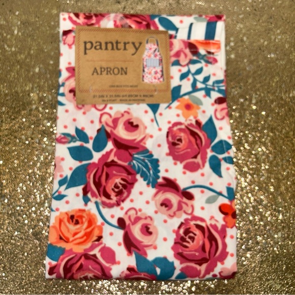 Greensource Pantry Apron W/ Pocket 100% Cotton Twill Weave Floral Cottage Trad - Picture 7 of 7
